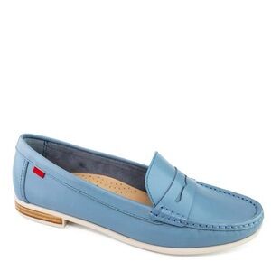 Marc Joseph New York Women’s Hamptons Penny Loafer Frost Blue Napa White Sole 7